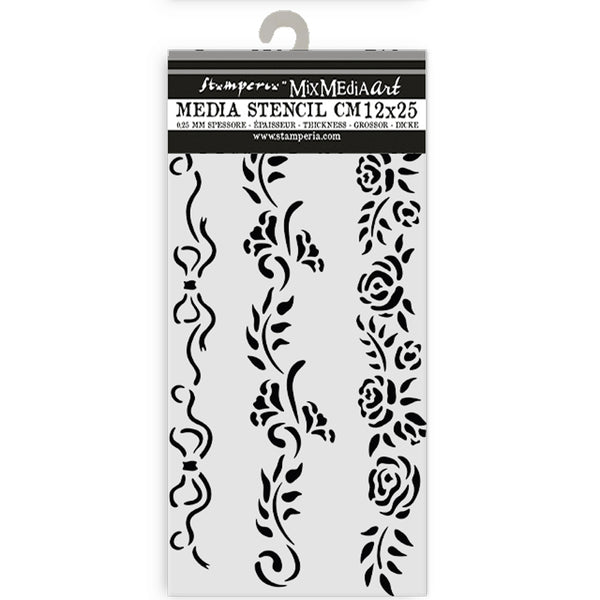 Stamperia TIMELESS 3 BORDERS Stencil 12X25 cm #KSTDL118