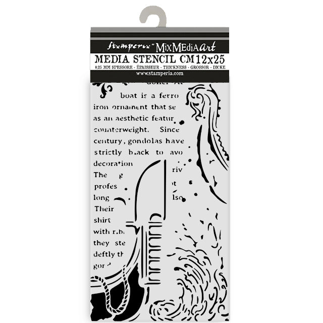 Stamperia VENICE CITY OF ART - GONDOLA Stencil 12X25 cm #KSTDL120