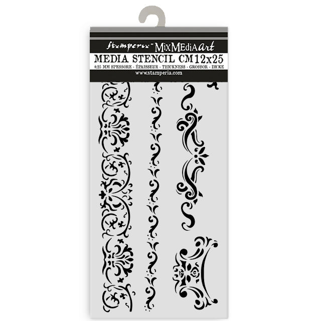 Stamperia VENICE CITY OF ART - BORDERS Stencil 12X25 cm #KSTDL122