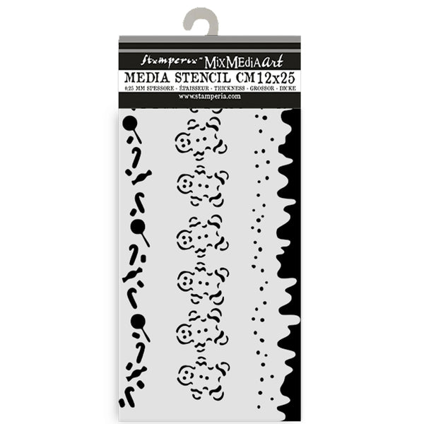 Stamperia Media Stencil with various patterns on a white background