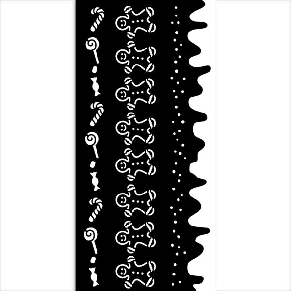 Showing stencil details - Decorative borders gingerbread, snow