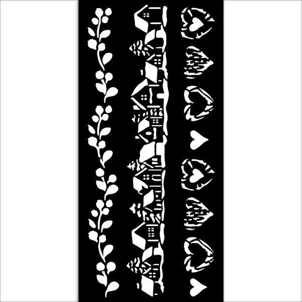 Stamperia THE OWL'S HOUSE - CHRISTMAS 3 STRIPES Stencil 12X25 cm #KSTDL128