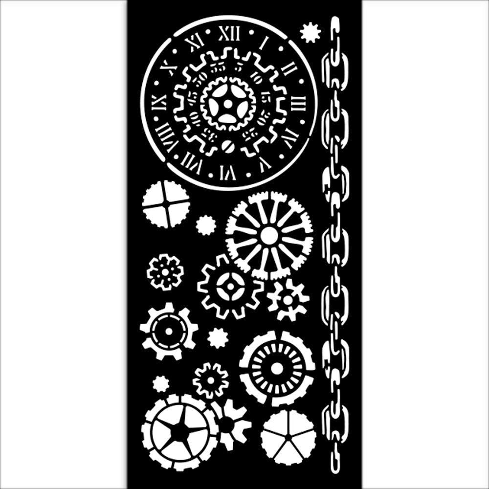 Stamperia VOYAGES FANTASTIQUES - MECHANISMS Stencil 12X25 cm #KSTDL131