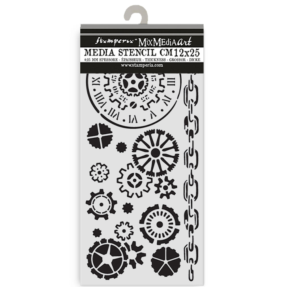 Stamperia VOYAGES FANTASTIQUES - MECHANISMS Stencil 12X25 cm #KSTDL131