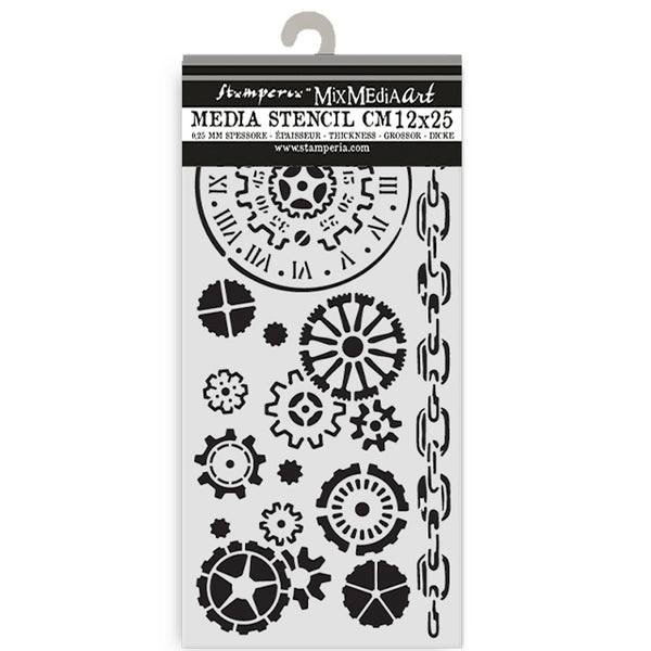 Stamperia VOYAGES FANTASTIQUES - MECHANISMS Stencil 12X25 cm #KSTDL131