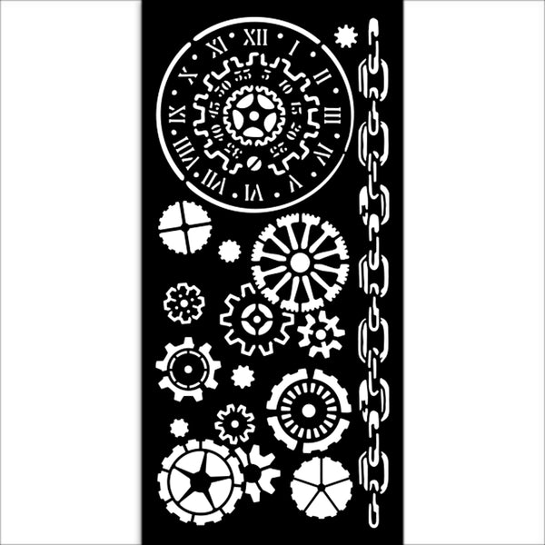 Stamperia VOYAGES FANTASTIQUES - MECHANISMS Stencil 12X25 cm #KSTDL131