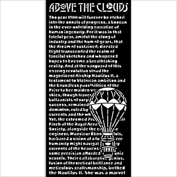 Stamperia VOYAGES FANTASTIQUES - ABOVE THE CLOUDS Stencil 12X25 cm #KSTDL134