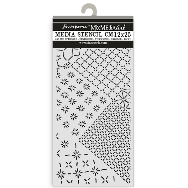 Stamperia QUIET DAYS - MIXED TILES Stencil 12X25 cm #KSTDL135