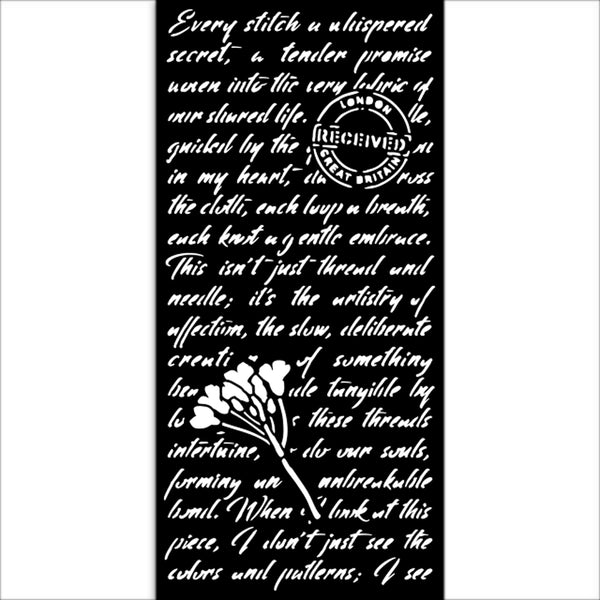 Stamperia QUIET DAYS - MANUSCRIPT Stencil 12X25 cm #KSTDL136