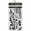 Stamperia Media Stencil with floral and leaf patterns on a white background