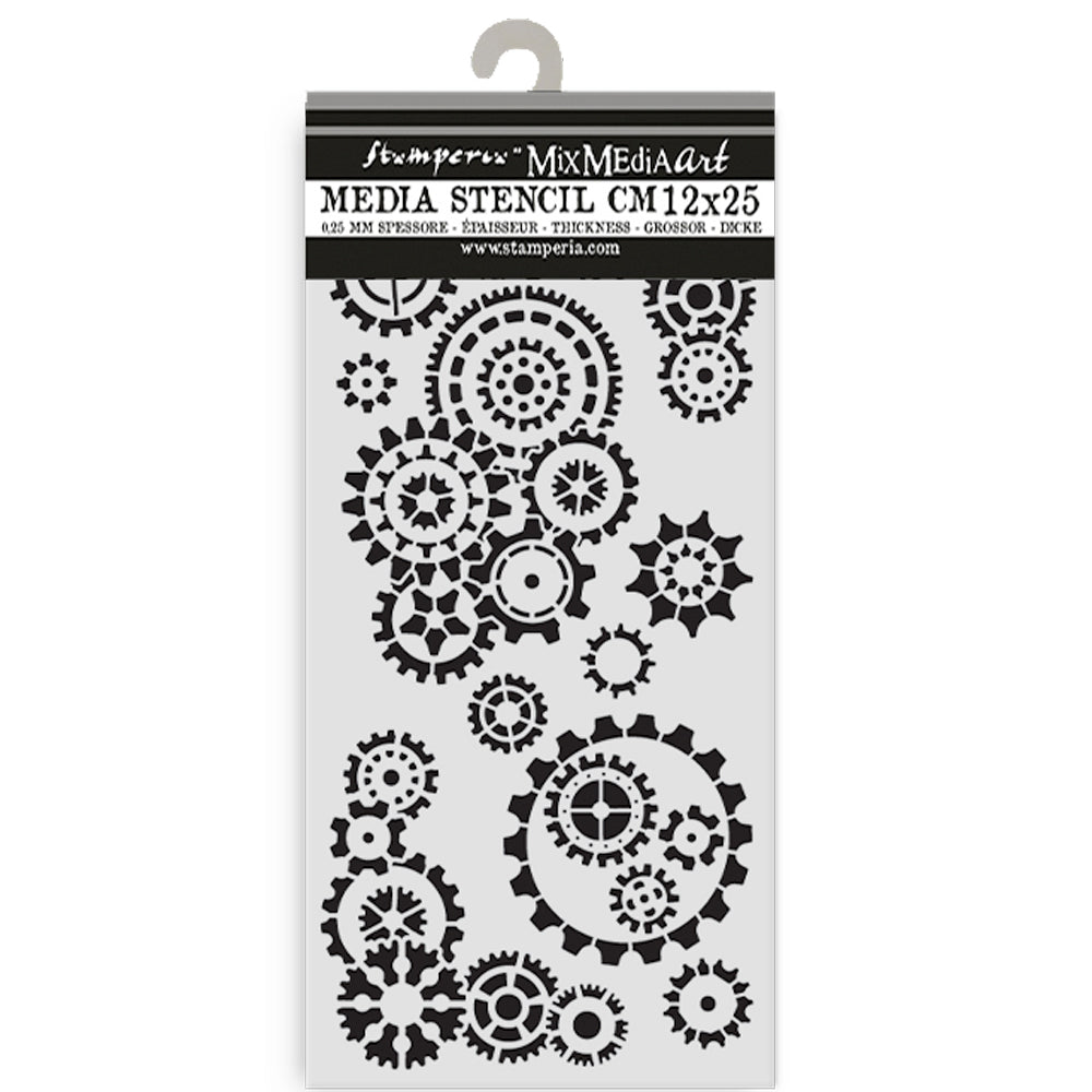 Stamperia Media Stencil with geometric patterns on a white background