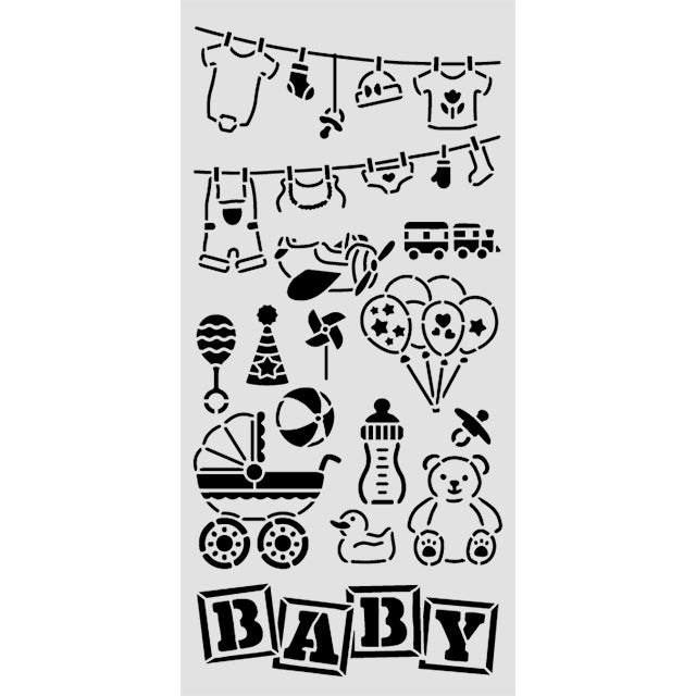 Stamperia BABY - ELEMENTS Stencil 12X25 cm #KSTDL145