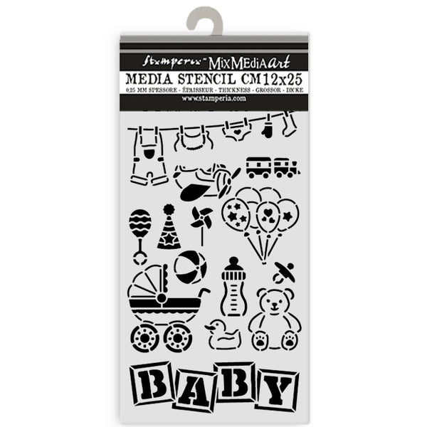 Stamperia BABY - ELEMENTS Stencil 12X25 cm #KSTDL145