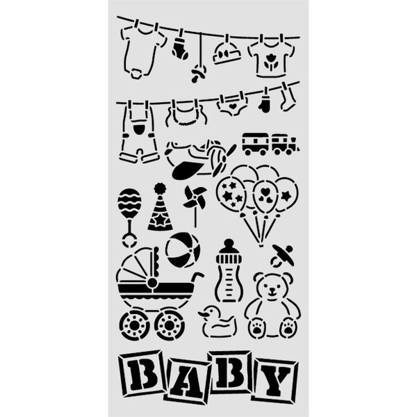 Stamperia BABY - ELEMENTS Stencil 12X25 cm #KSTDL145