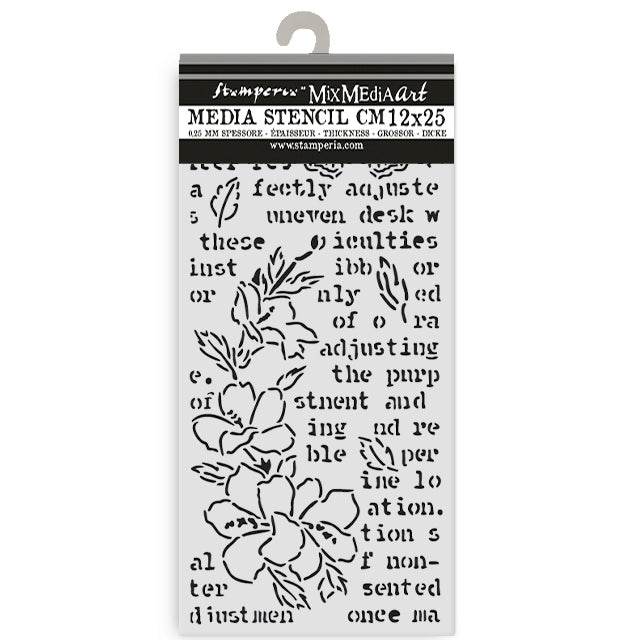 Stamperia SECRET DIARY - BUTTERFLY and FLOWER Stencil 12X25 cm #KSTDL151