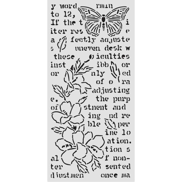 Stamperia SECRET DIARY - BUTTERFLY and FLOWER Stencil 12X25 cm #KSTDL151