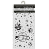 Stamperia Mix Media Art stencil with planetary designs on a white background