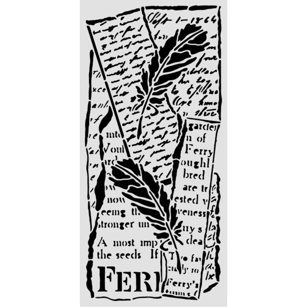 Stamperia ALL AROUND - LETTER and FEATHERS Stencil 12X25 cm #KSTDL159