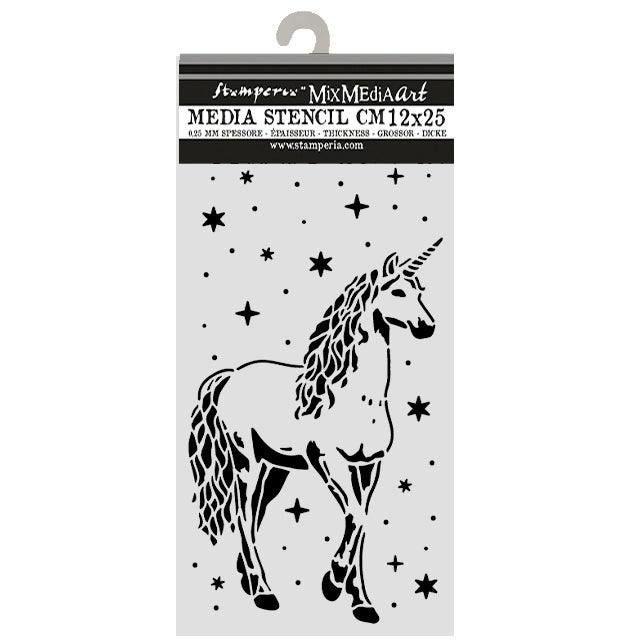 Stamperia WONDERLAND - UNICORN Stencil 12X25 cm #KSTDL162