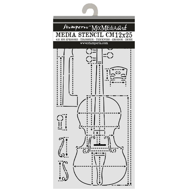 Stamperia SYMPHONY - VIOLIN SECTIONS Stencil 12X25 cm #KSTDL166