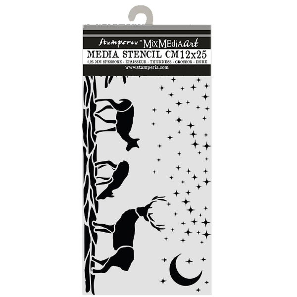 Stamperia All You Need for CHRISTMAS - DEERS Stencil 12X25 cm #KSTDL169