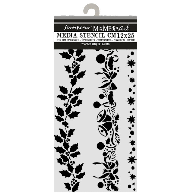 Stamperia All You Need for CHRISTMAS - BORDERS Stencil 12X25 cm #KSTDL170