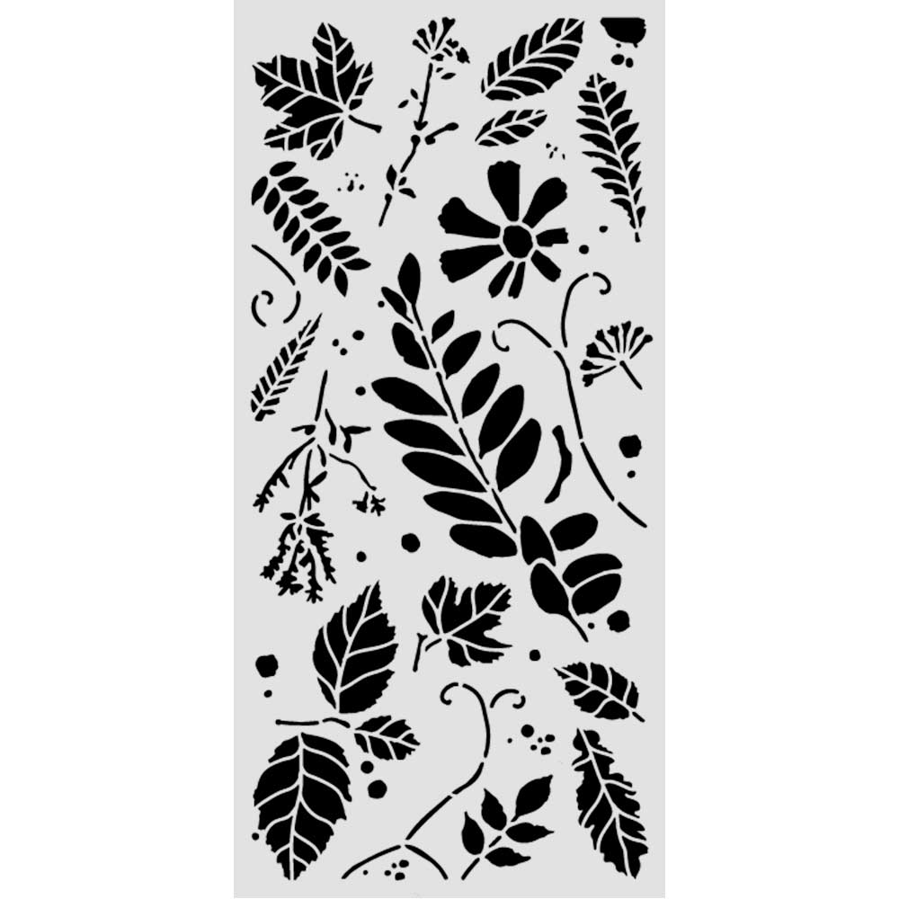 Stamperia FLOWERS and POEMS Mixed Leaves Stencil 12X25 cm #KSTDL176