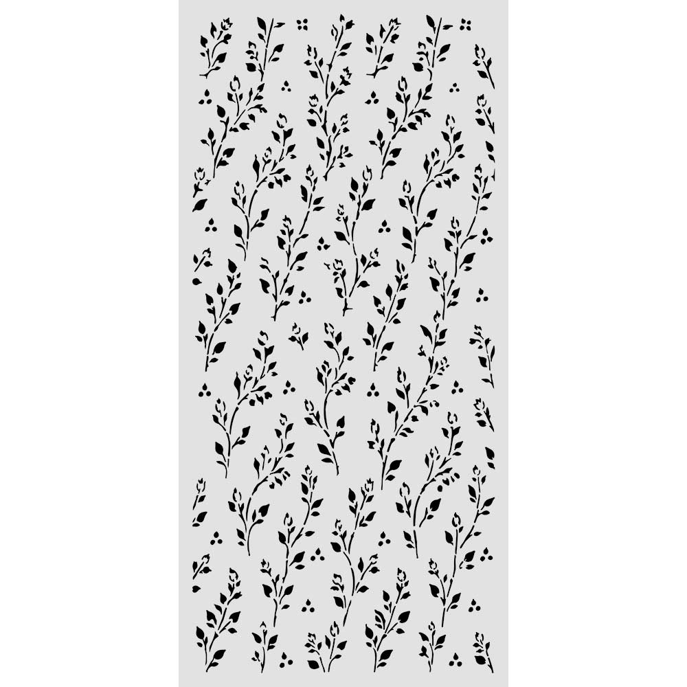 Stamperia COZY FAMILY - SPRIG Pattern Floral Stencil 12X25 cm #KSTDL178