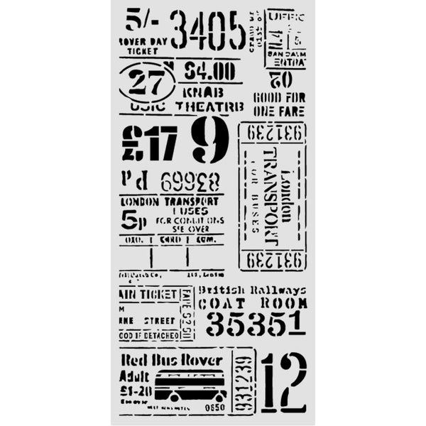 Stamperia OUR WAY - TICKETS Stencil 12X25 cm #KSTDL179