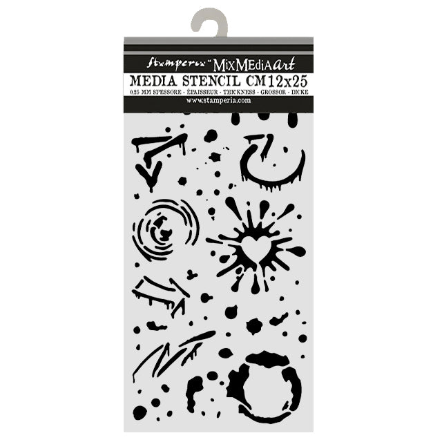 Stamperia Furry Friends 2 - INK SPLATTERS - Stencil 12X25 cm #KSTDL182