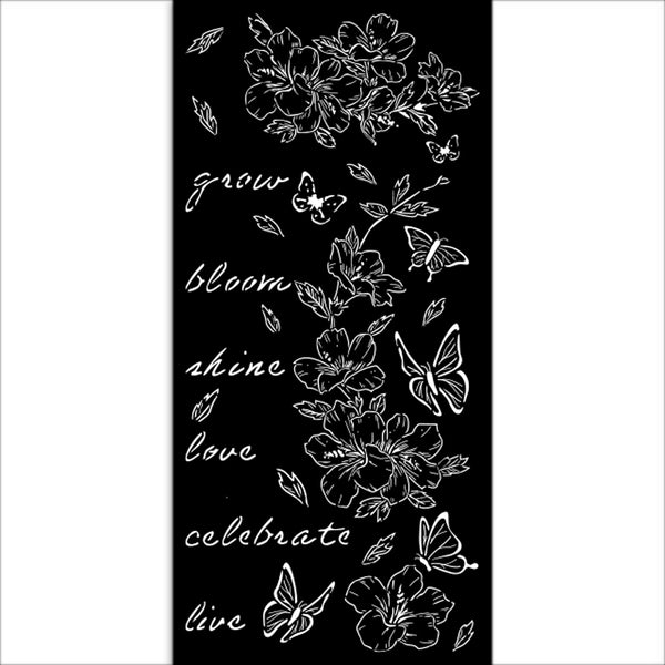 Stamperia Create Happiness Secret Diary FLOWERS & BUTTERFLY Stencil 12X25 cm #KSTDL94