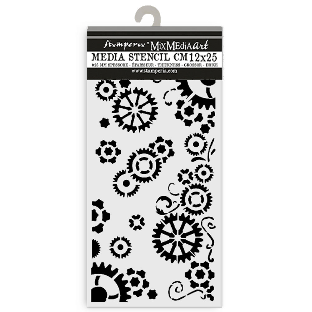 Stamperia GEAR UP FOR CHRISTMAS GEARS Stencil 12X25 cm #KSTDL98