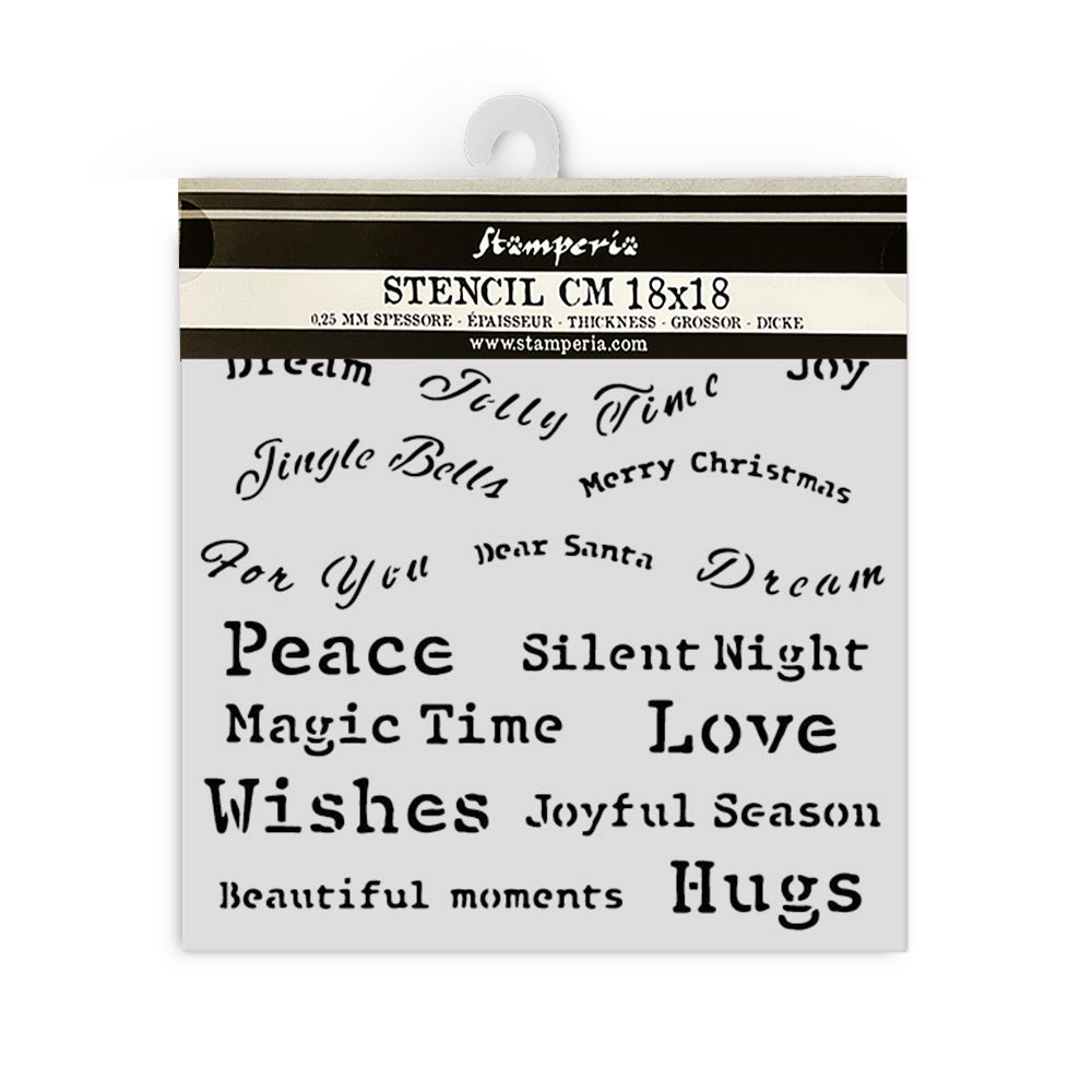 Stamperia CLASSIC CHRISTMAS Quotes Mixed Media Stencil 18x18 cm #KSTDQ115