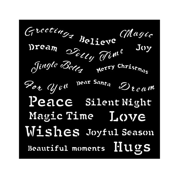 Stamperia CLASSIC CHRISTMAS Quotes Mixed Media Stencil 18x18 cm #KSTDQ115