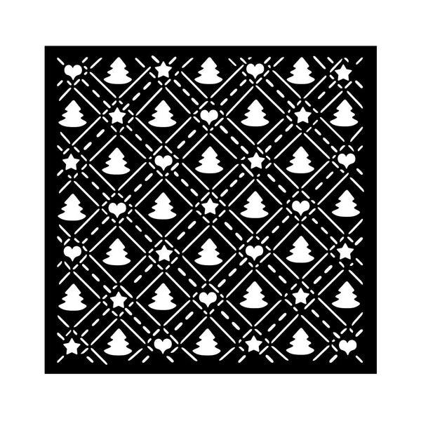 Stamperia CANDY CHRISTMAS - TREE PATTERN Mixed Media Stencil 18x18 cm #KSTDQ123