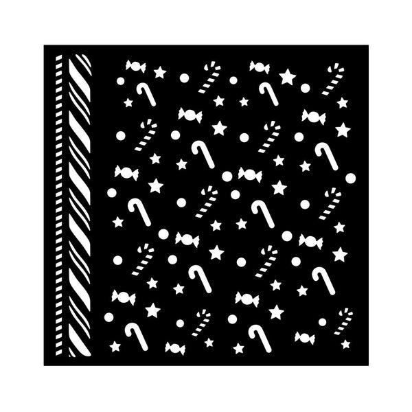 Stamperia CANDY CHRISTMAS - CANDY CANES PATTERN Mixed Media Stencil 18x18 cm #KSTDQ124