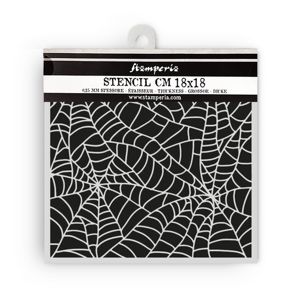 Stamperia WHISPERING WOODS - SPIDER PATTERN Mixed Media Stencil 18x18 cm #KSTDQ127