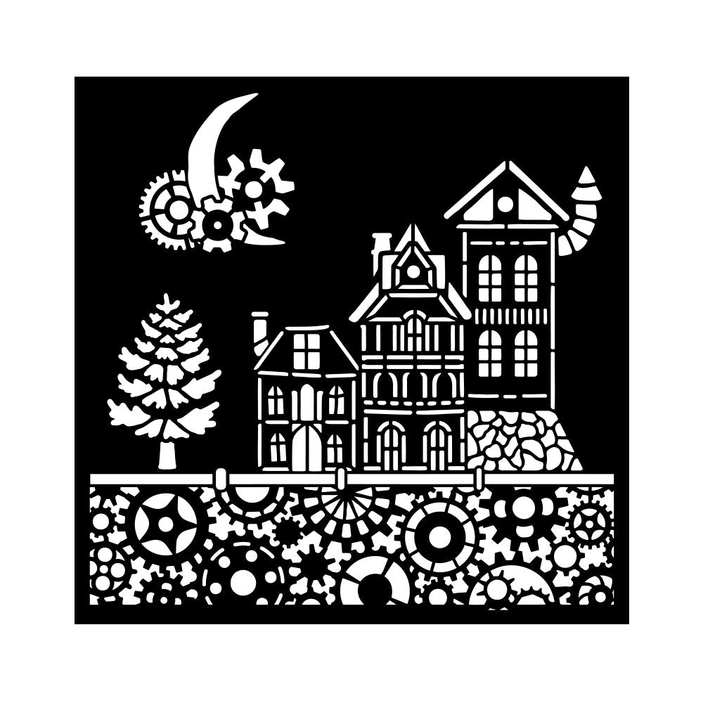 Stamperia GEAR UP FOR CHRISTMAS - HOUSES Mixed Media Stencil 18x18 cm #KSTDQ129