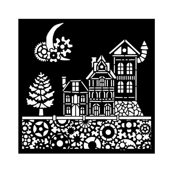 Stamperia GEAR UP FOR CHRISTMAS - HOUSES Mixed Media Stencil 18x18 cm #KSTDQ129