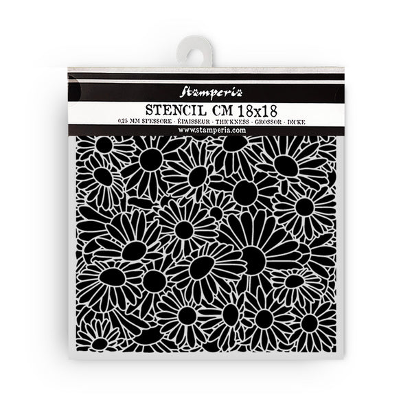 Stamperia stencil with floral pattern on a white background