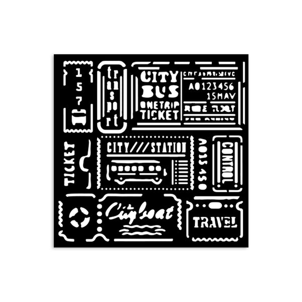 Stamperia ART OF TRAVELLING - TICKETS Stencil 12X12 cm #KSTDS06