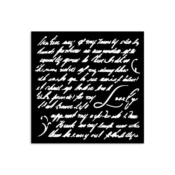 PRE-ORDER Stamperia MASQUERADE - HANDWRITING Stencil 12X12 cm #KSTDS10