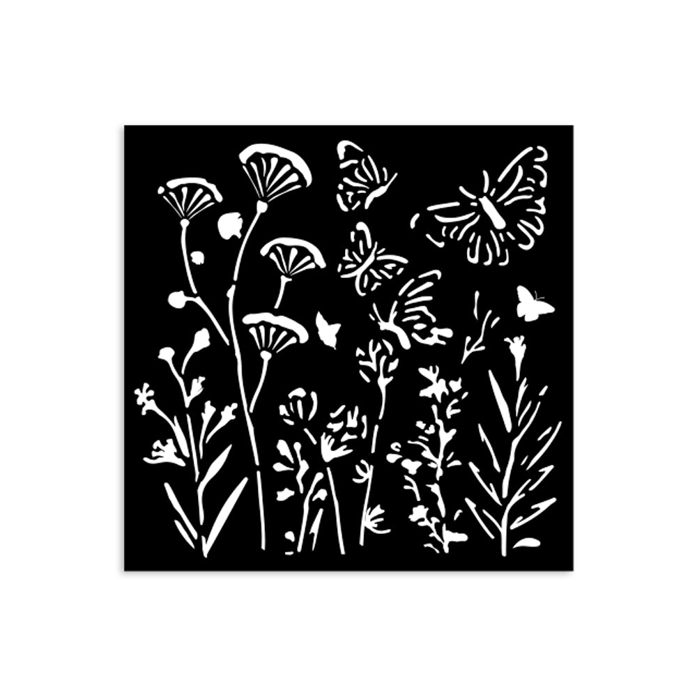 Stamperia POPPIES AND BUTTERFLY - BEST SELLER Stencil 12X12 cm #KSTDS16