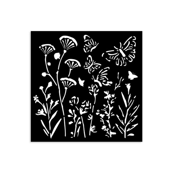 Stamperia POPPIES AND BUTTERFLY - BEST SELLER Stencil 12X12 cm #KSTDS16