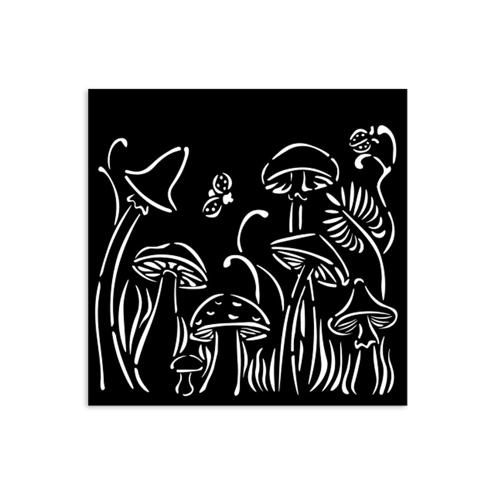 PRE-ORDER Stamperia HIDDEN GROVE - MUSHROOMS Stencil 12X12 cm #KSTDS31