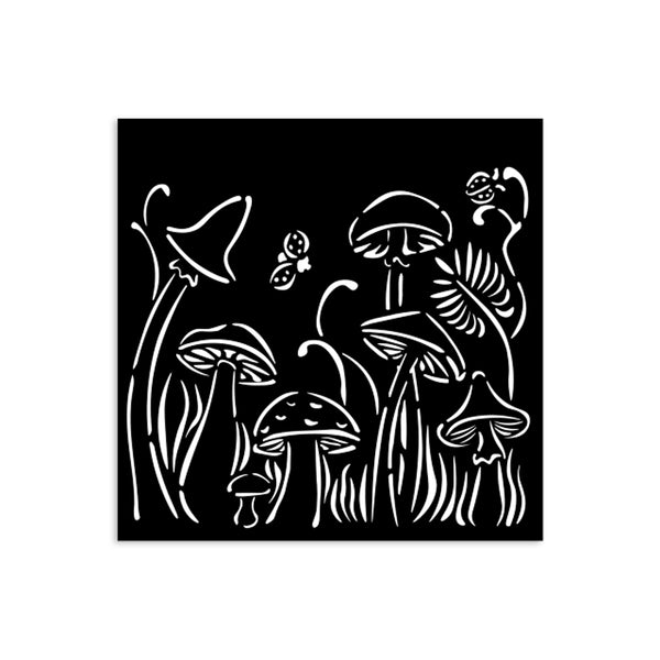 PRE-ORDER Stamperia HIDDEN GROVE - MUSHROOMS Stencil 12X12 cm #KSTDS31