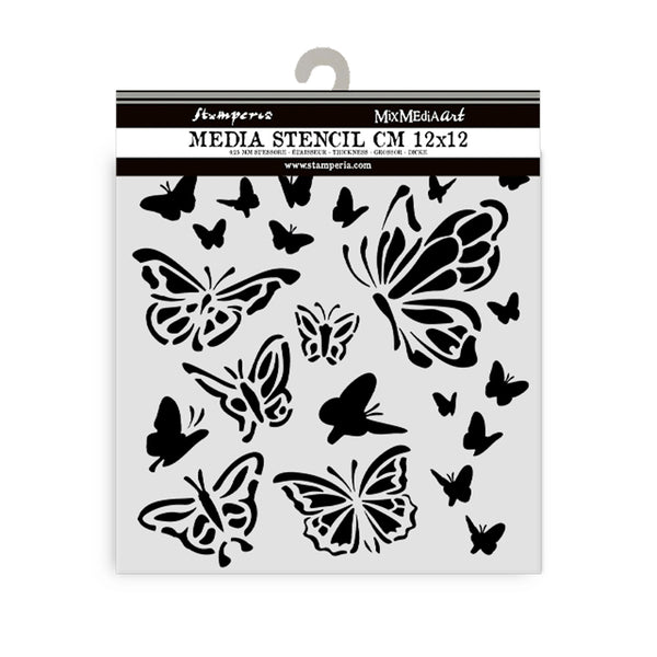 PRE-ORDER Stamperia HOUSE OF ROSES - PAPILLON Stencil 12X12 cm #KSTDS34