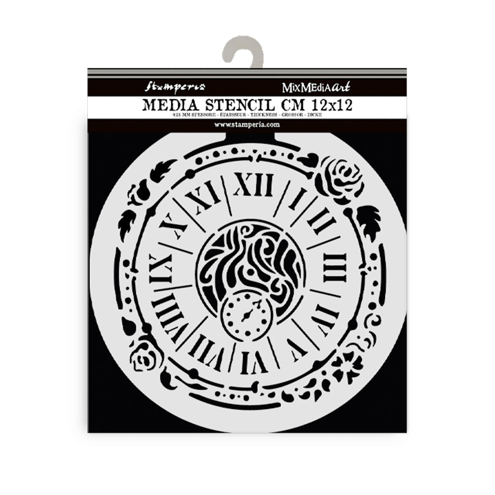 PRE-ORDER Stamperia HOUSE OF ROSES - CLOCK Stencil 12X12 cm #KSTDS35