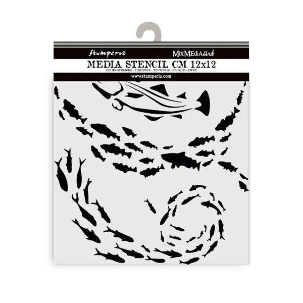 Stamperia SILENT SEA - FISH Stencil 12X12 cm #KSTDS40