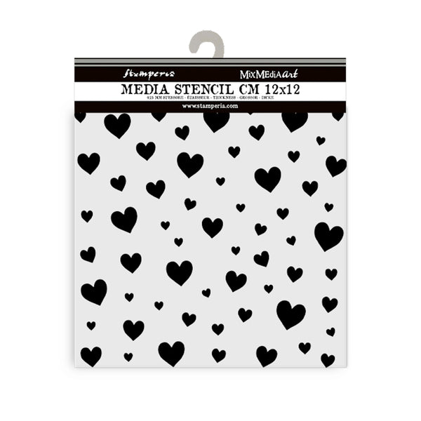 Stamperia TIMELESS - HEARTS Stencil 12X12 cm #KSTDS42